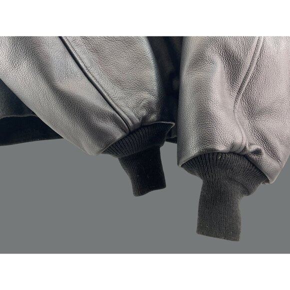 Vintage Hard Rock Cafe Black Varsity Jacket USA Flag Back Wool & Leather – Made - Picture 8 of 9